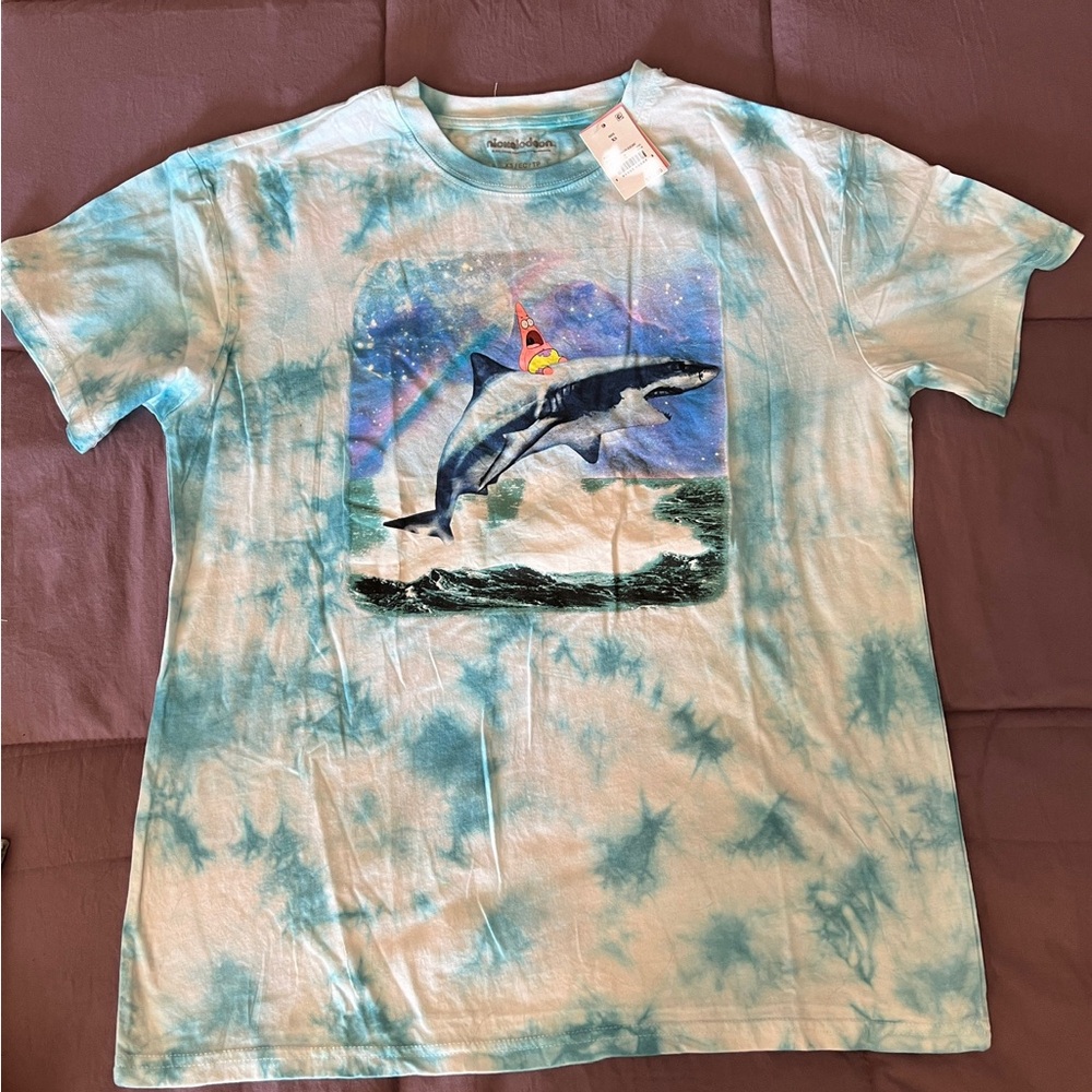 Nickelodeon Sponge Bob Square Pants Patrick Star Shark Ocean T-Shirt Tie Dye XS